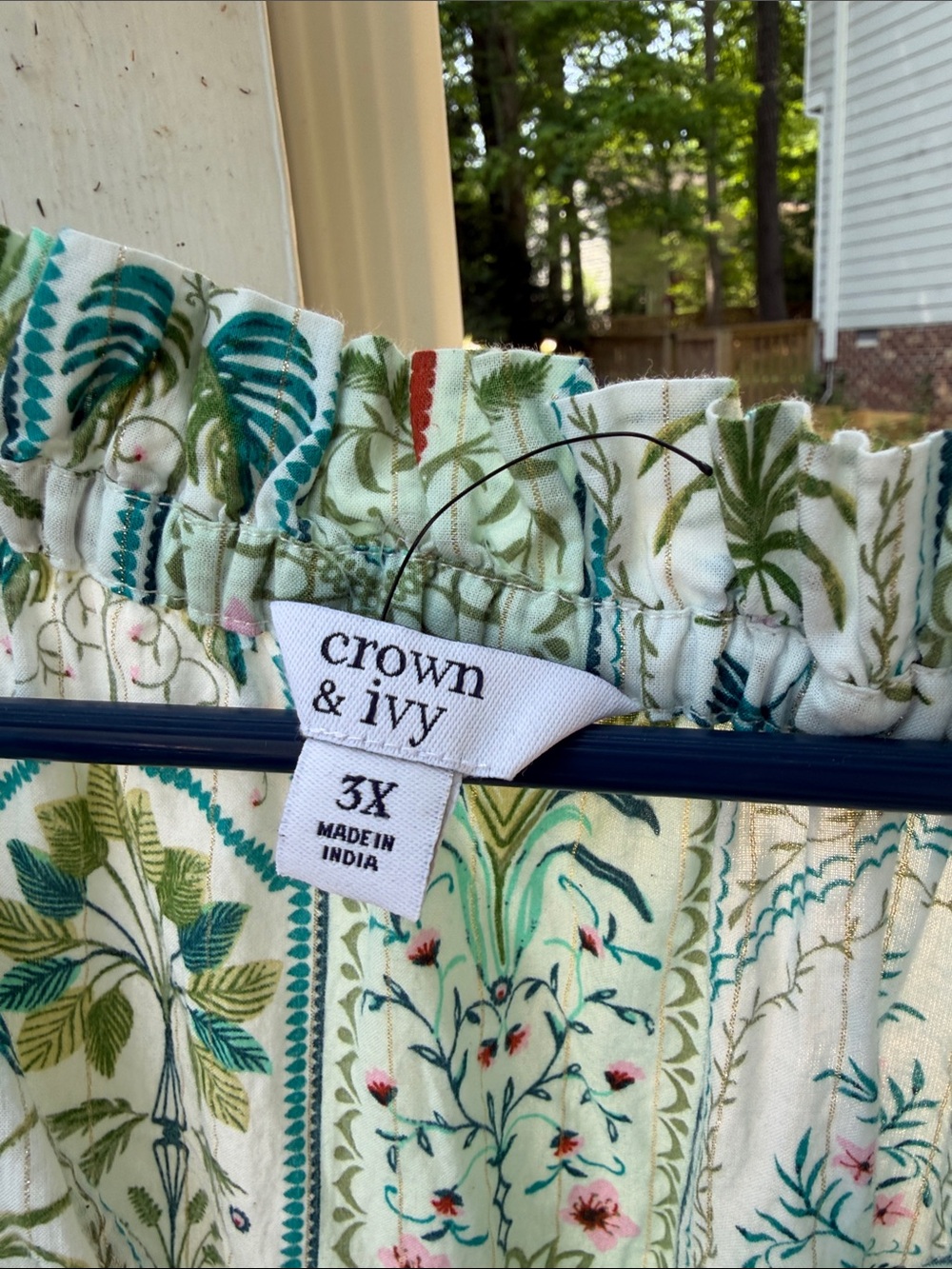 crown & ivy White Maxi Dress with Green Floral Pattern - Picture 2 of 2